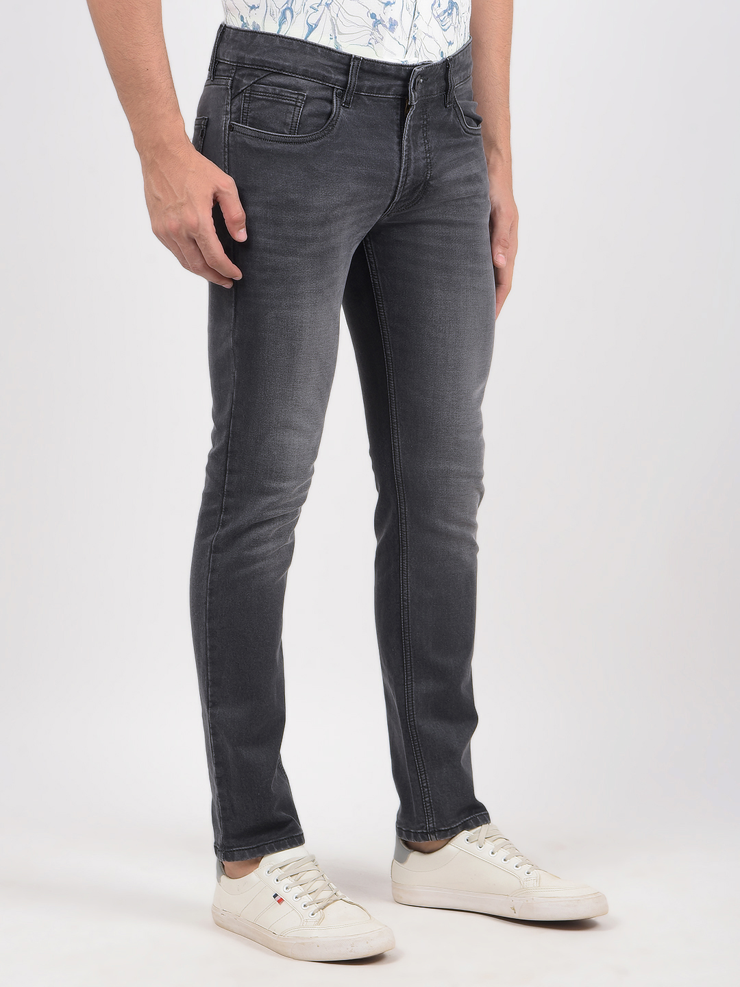 Numero Uno Men Solid Grey Jeans